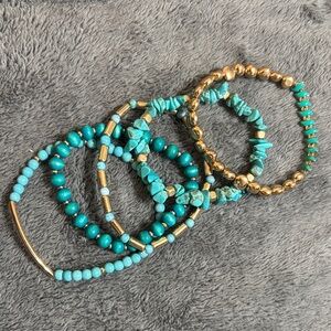 Turquoise Beaded Stretch Bracelet (Set of 5)